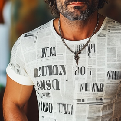 Hank | Men'S Summer Fashion Newspaper Printed Round Short Sleeve T-Shirt