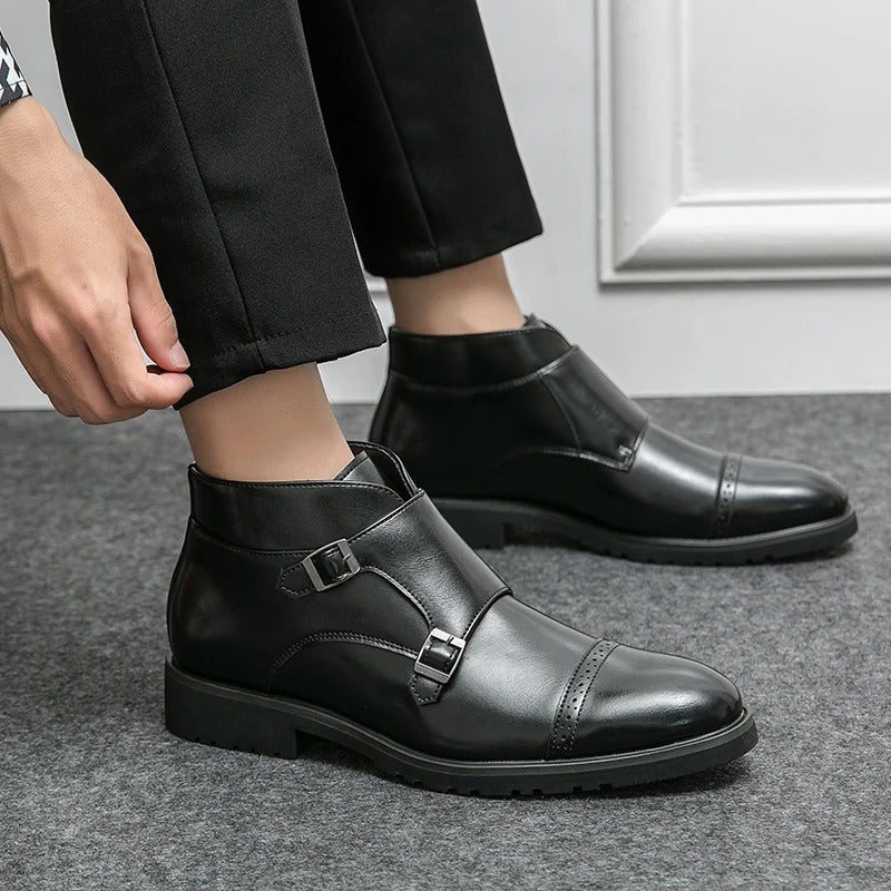Carl | Leather Boots With Buckle Closure