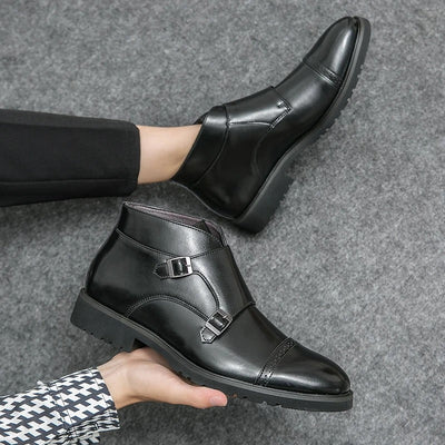 Carl | Leather Boots With Buckle Closure