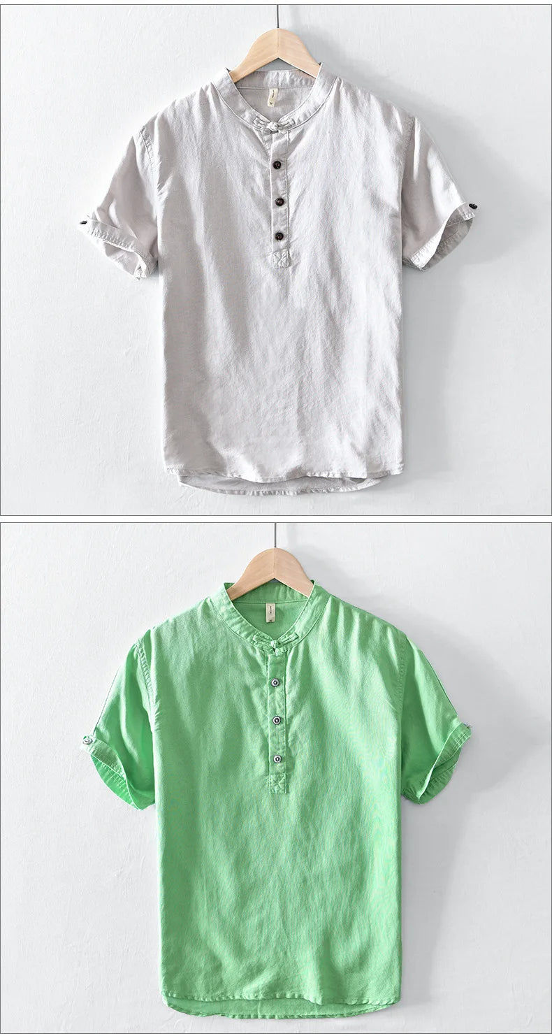 Noah | Short Sleeved Cotton Linen Shirt