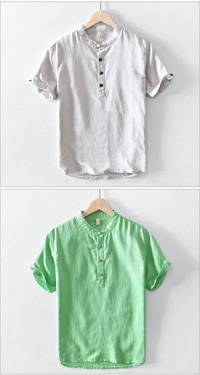 Noah | Short Sleeved Cotton Linen Shirt