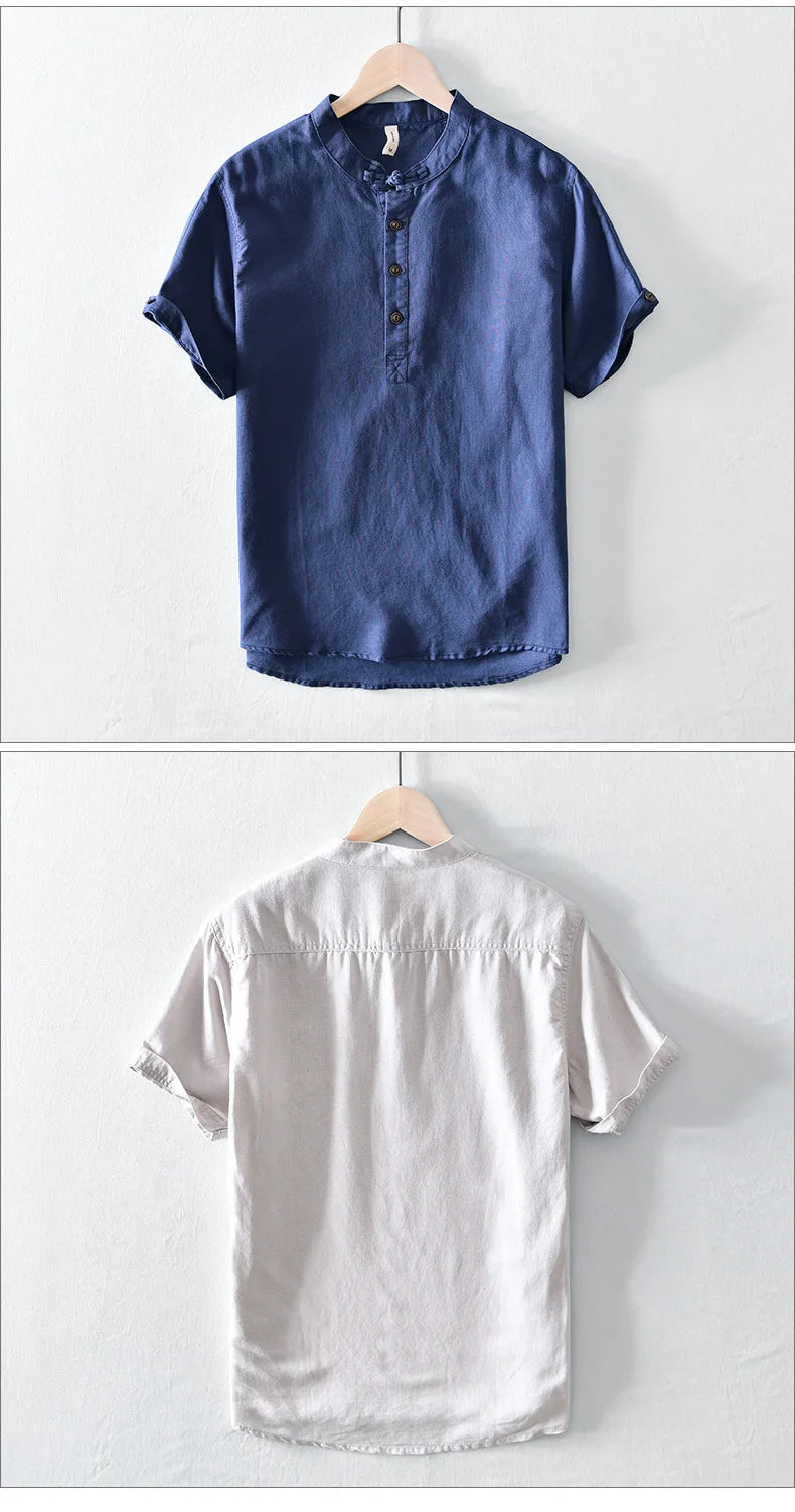 Noah | Short Sleeved Cotton Linen Shirt