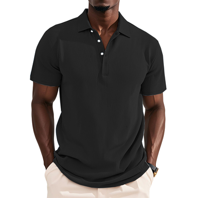 Pascual | Men'S Business Striped Texture Solid Color Short Sleeve Polo Shirt