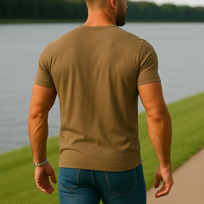 Gustavo | Men'S Summer Fashion Solid Color Lyocell Short Sleeve Henley Shirt