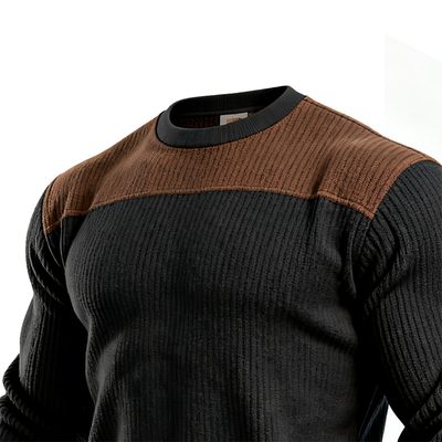 Ananías® | Men's Cotton Blend Knitted Contrast Color Round Neck Long Sleeve T-shirt MTA0988J7X