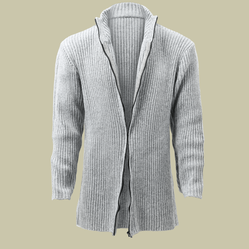 Len | Modern knitted cardigan with stand-up collar and striped pattern
