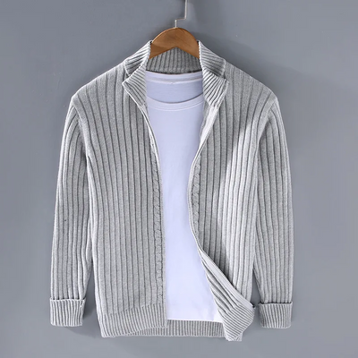 Ferrán | Men's classic ribbed knit cardigan with zip