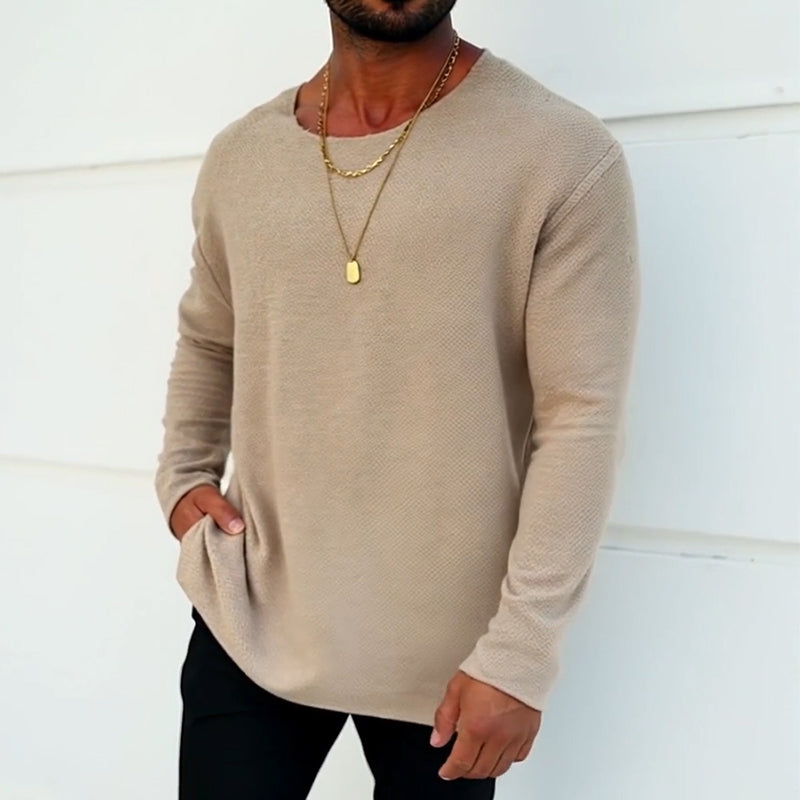 Men's Retro Casal Printed Rond Neck Long Sleeve T-Shirt