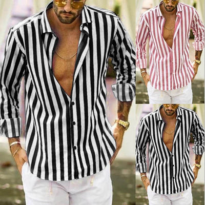 Malcolm® | Striped Cotton And Linen Shirt Buttons Long Sleeve