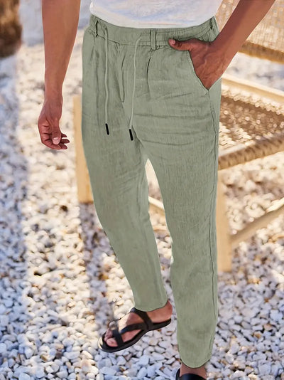Joshua | Wide-leg linen pants with drawstring