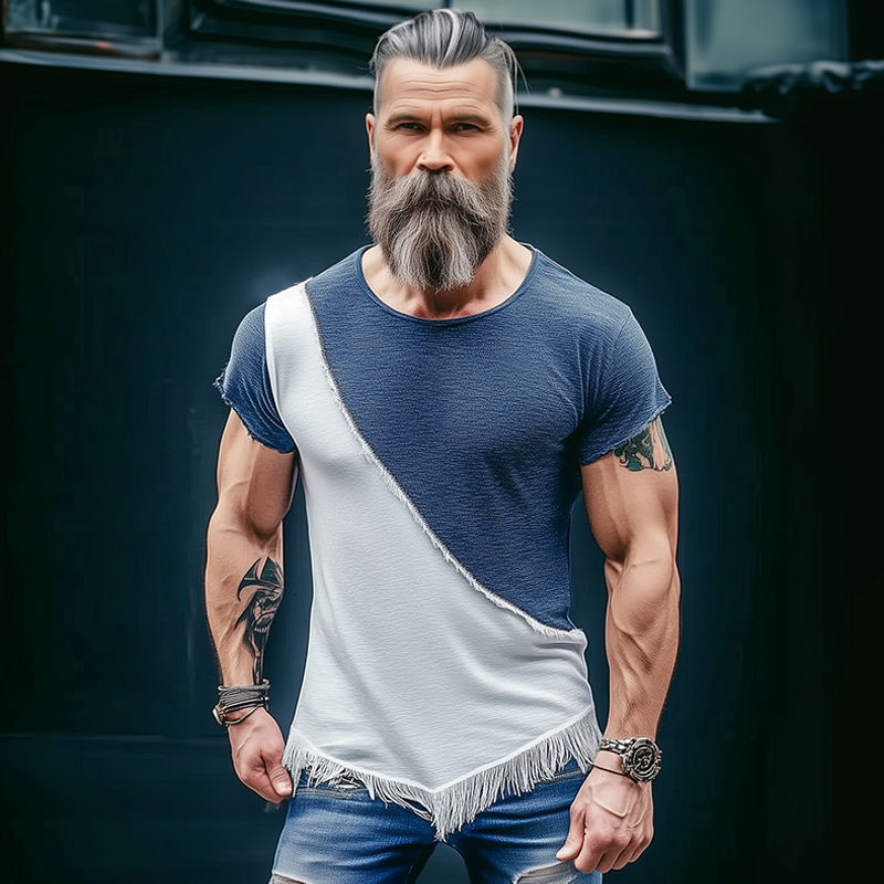 Jeremy | Men'S Retro Casual Stitching Tassel Round Neck Short Sleeve T-Shirt