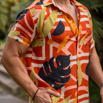 Dane | Men'S Spring And Summer Fashion Casual Tencel Cotton Blended Printed Short Sleeve Shirt