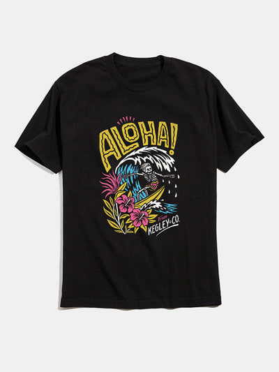 John® | Surfing Skeleton Funny Graphic T-Shirts