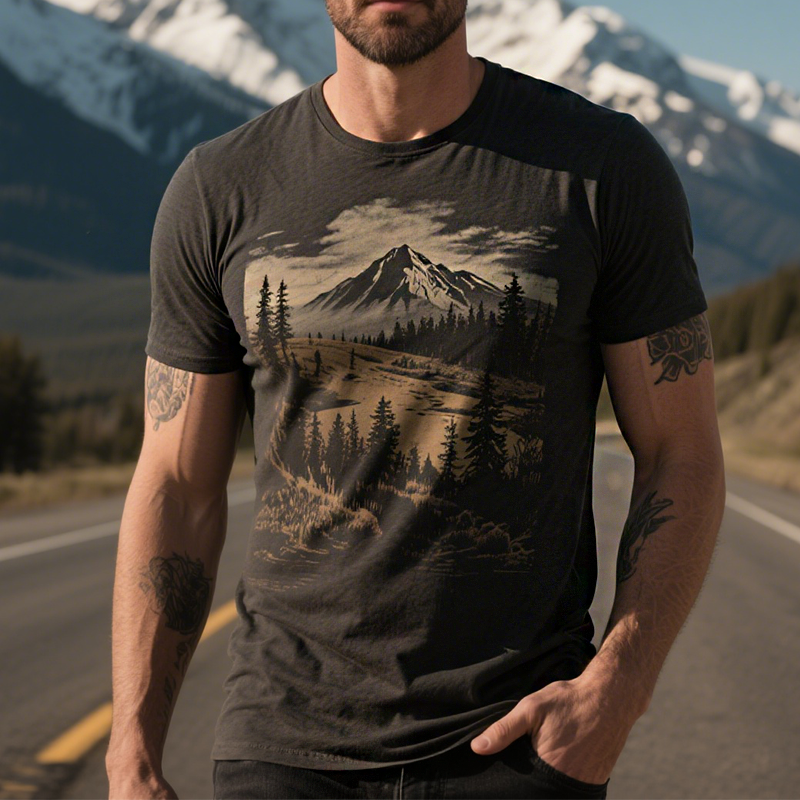 Chris | Men'S Retro Casual Wilderness Style Printed Round Neck Short Sleeve T-Shirt