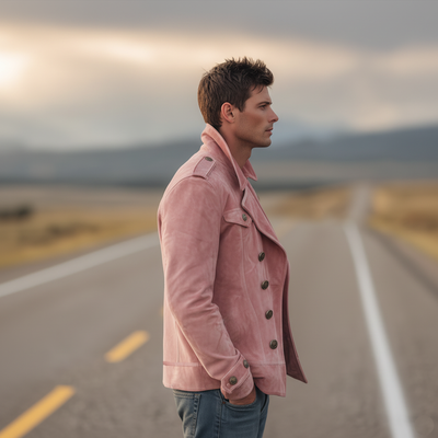 Men's Classic Retro Western Style Lapel Suede Epaulette Double-breasted Jacket