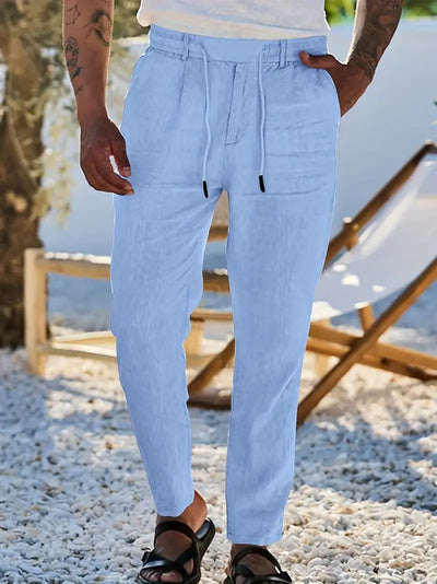Joshua | Wide-leg linen pants with drawstring