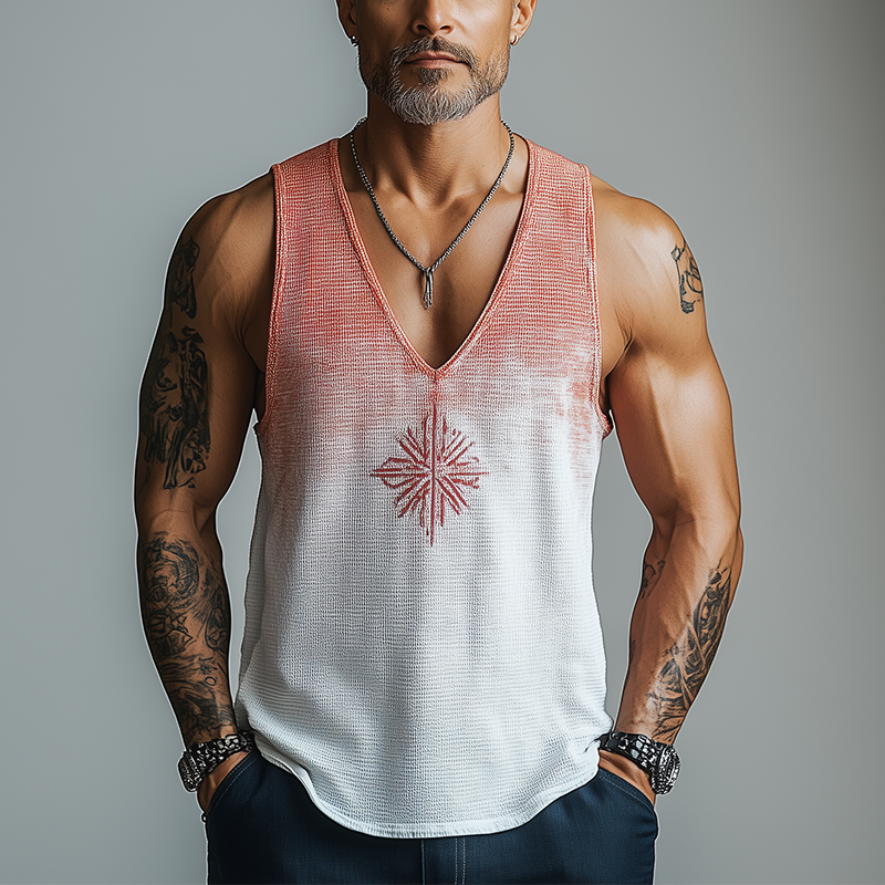 Chandler | Men'S Summer Fashion Gradient Print Waffle Tank Top