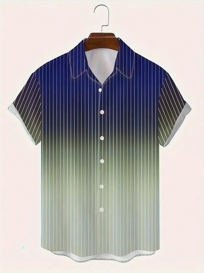 Lurton® | Men'S Short-Sleeved Button-Down Shirt With Gradient And Striped Pattern For Spring/Summer