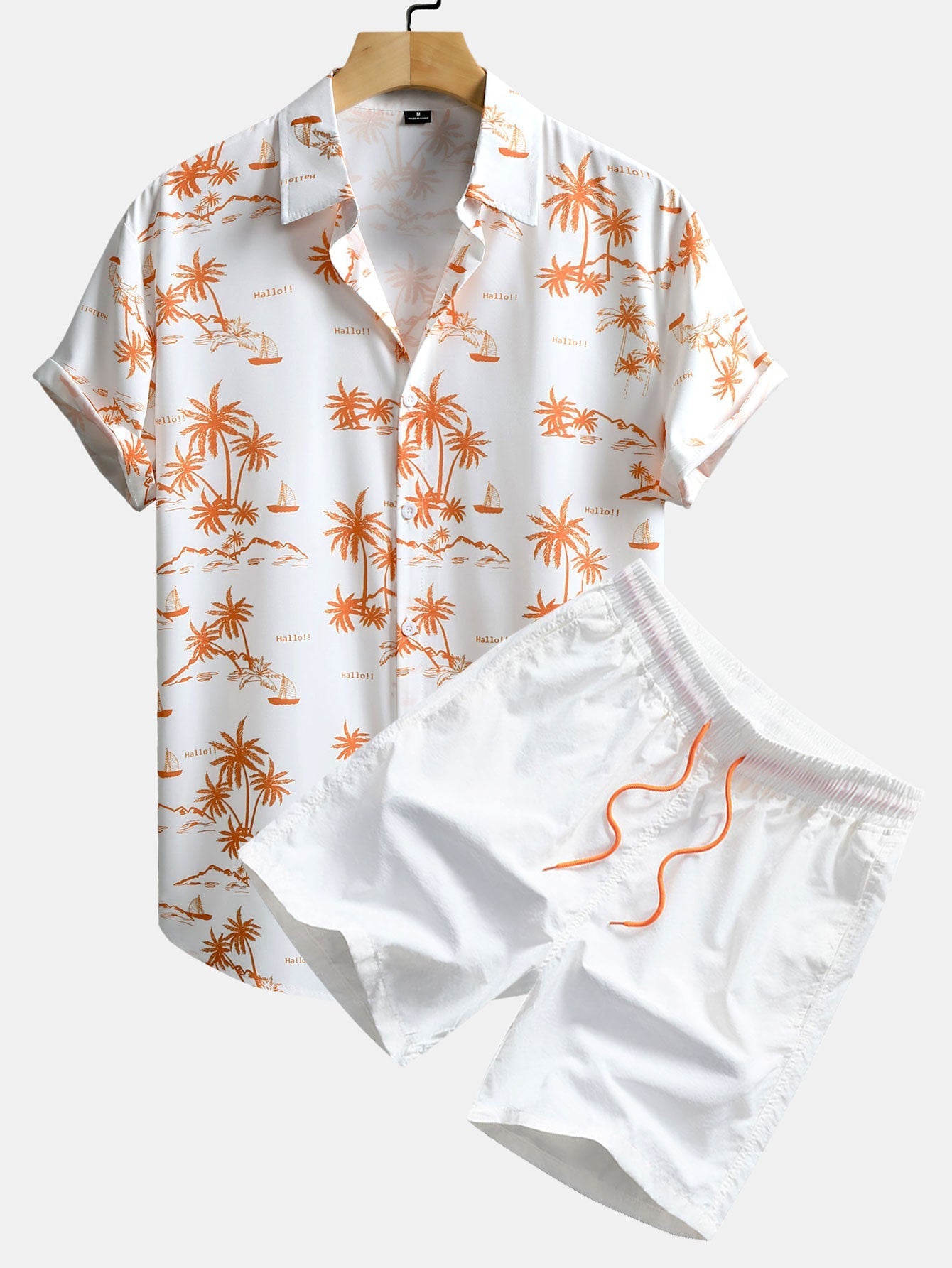 Hipólito® | Palm Tree Print Button Up Shirt & Swim Shorts