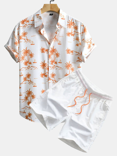Donald® | Palm Tree Print Button Up Shirt & Swim Shorts