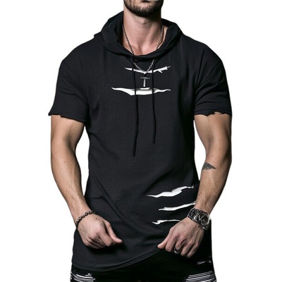 Ethan | Men'S Ripped Short-Sleeved Loose Hoodie