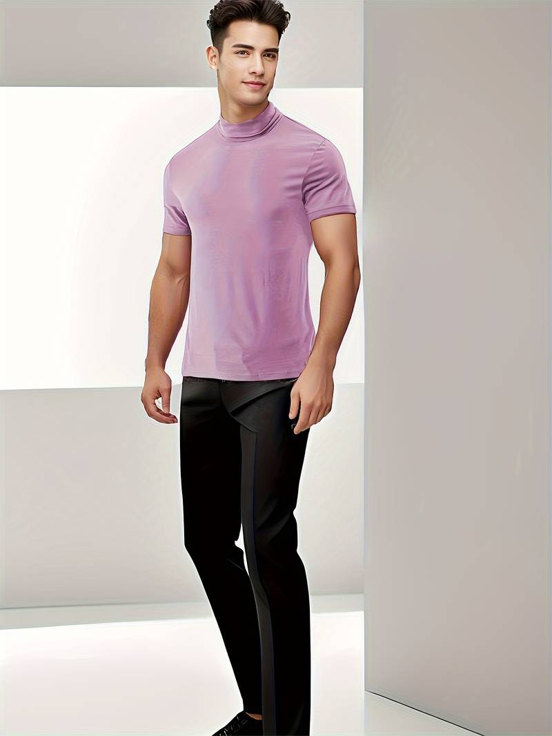 Lucian® | Casual Short Sleeve Turtleneck T-Shirt