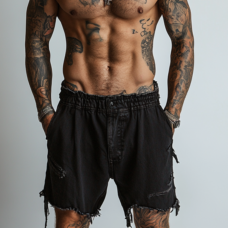 Edwin | Men'S Solid Color Ripped Denim Shorts