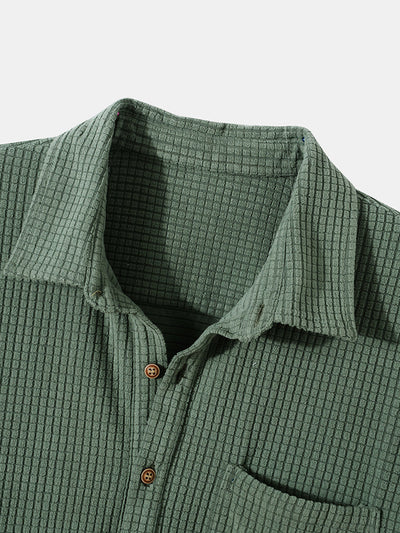 Lyle® | Waffle Lapel Solid Henley Shirts