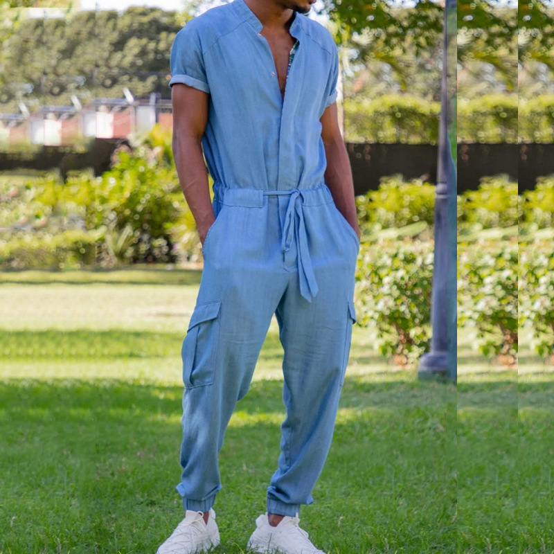 Earl | Men'S Casual Round Neck Short-Sleeved Trousers Loose Jumpsuit