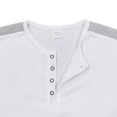 Erik | Men'S Spring And Summer Fashion Casual Waffle Color Contrast Stitching Henry Collar Short Sleeve T-Shirt