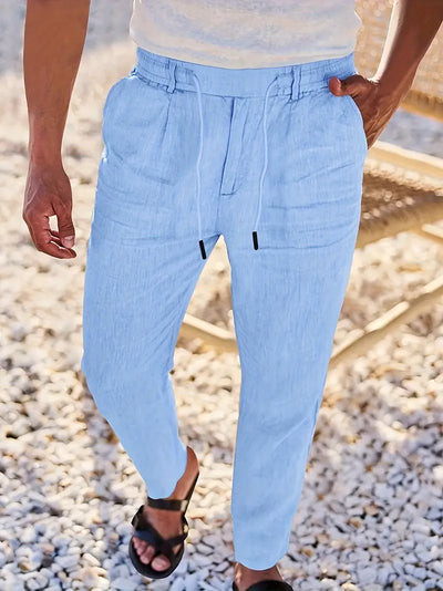 Joshua | Wide-leg linen pants with drawstring