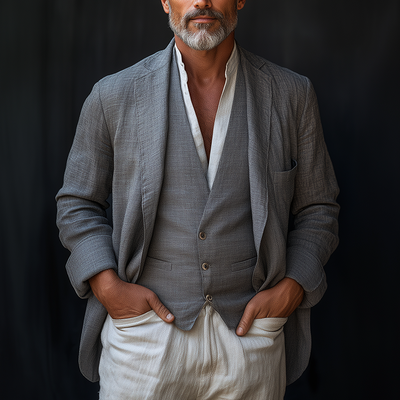 Julius | Men'S Summer Fashion Light Linen Suit Jacket