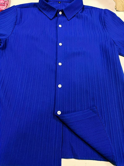 Lafayette® | Ribbed Short-Sleeved Blouse With Button Placket