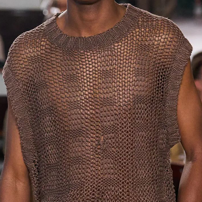 Myles | Men'S Spring And Summer Fashion Casual Slightly Transparent Sexy Round Neck Knitted Tank Top