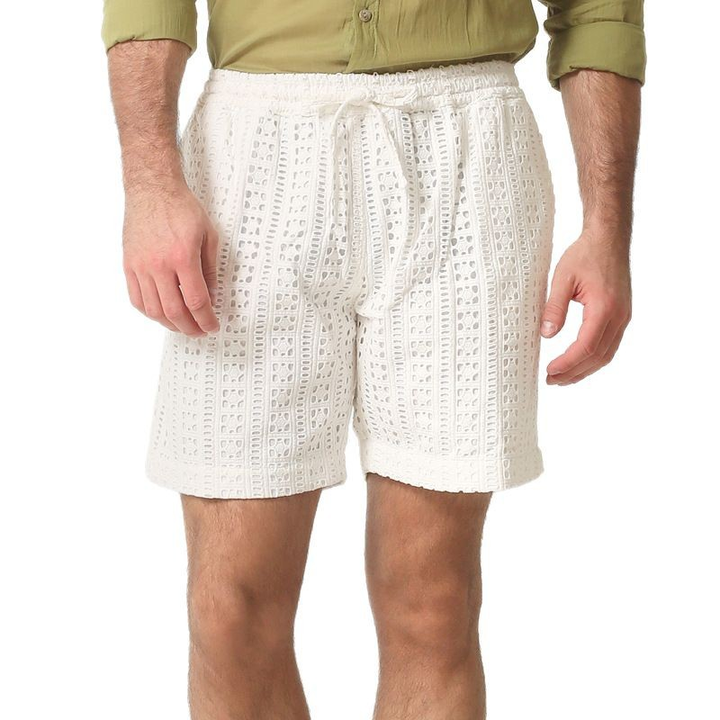 Wyatt | Men'S Summer Jacquard Hollow Lace-Up Shorts