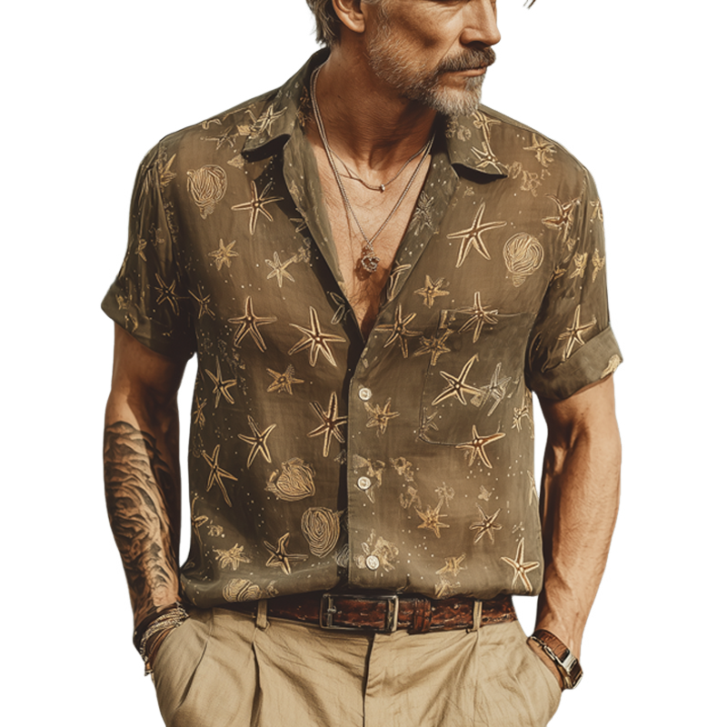 Philip | Men'S Summer Beach Print Short Sleeve Shirt