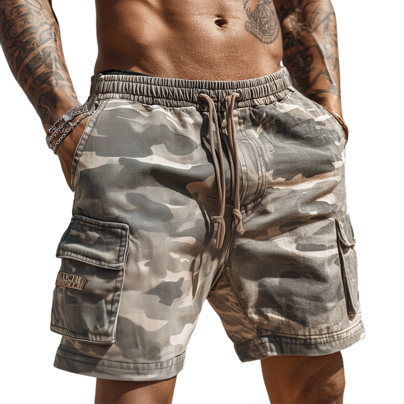 Liam | Men'S Summer Camouflage Elastic Lace-Up Cargo Shorts