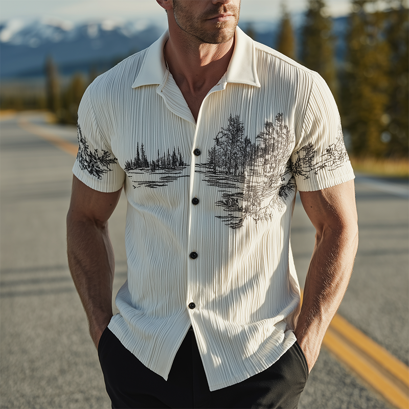 Vince | Men'S Spring And Summer Classic Casual Ribbed Texture Fabric Embroidery Slim Short-Sleeved Shirt