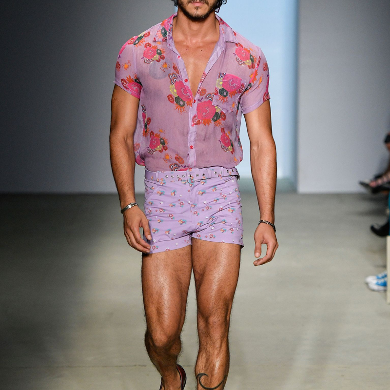 Men's Floral Print Straight Casal Shorts (Withot Belt)