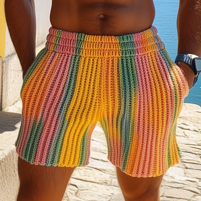 Lloyd | Men'S Spring And Summer Fashion Casual Rainbow Elastic Waist Knitted Shorts