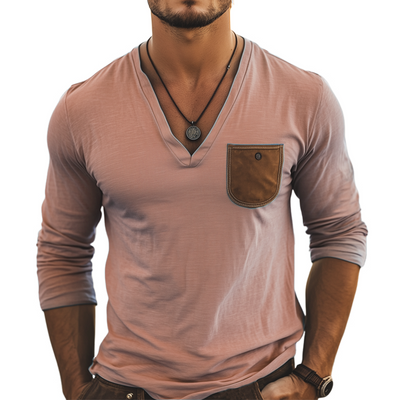 Ivan | Men'S Basic Deep V Neck Cotton Long Sleeve T-Shirt