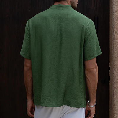 Dwight | Men'S Spring And Summer Fashion Casual Tencel Cotton V-Neck Short Sleeve Shirt