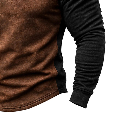 Aziz® | Men's Colorblock Blend Faux Suede Stand Collar Lace-Up Sweatshirt MTA0957J4X