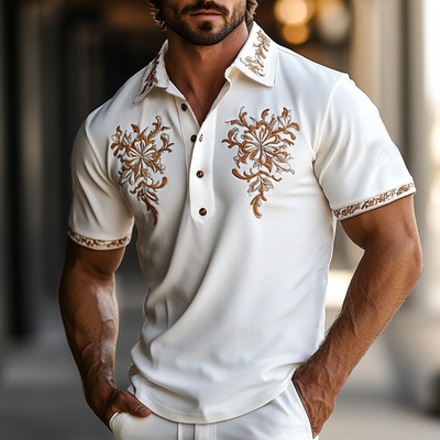 Paul | Men'S Western Style Embroidered Short Sleeve Polo Shirt