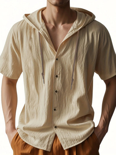 Penn | Lightweight linen shirt with short sleeves and hood
