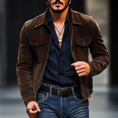 Howard | Men'S Vintage Light Faux Suede Zip-Up Jacket
