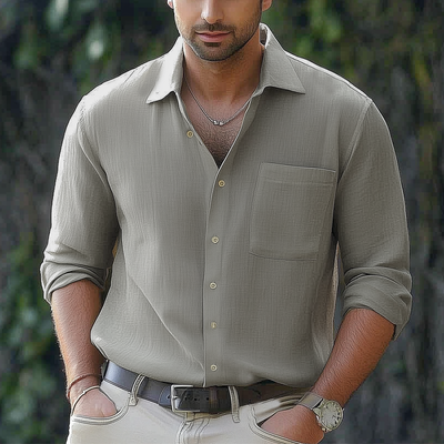 Jorge | Men'S Basic Solid Color Lapel Long Sleeve Shirt