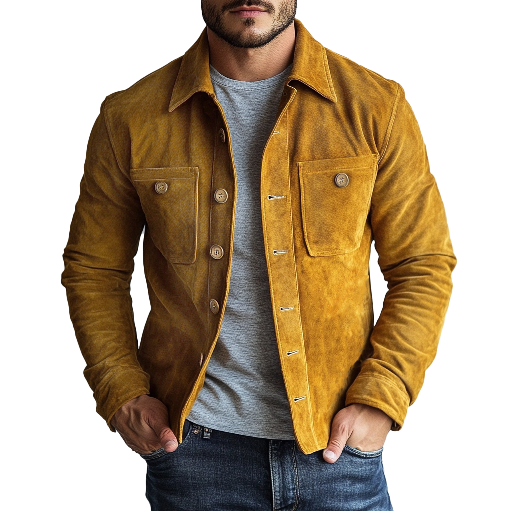 Men's Vine Sede Chest Pocket Single Breasted Jacket