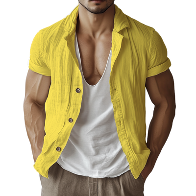 Carlos | Men'S Casual Basic Cotton Solid Color Short-Sleeved Shirt