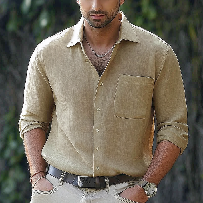 Jorge | Men'S Basic Solid Color Lapel Long Sleeve Shirt